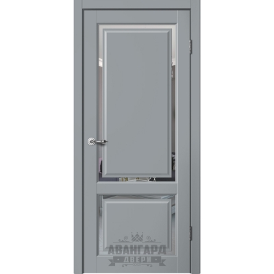 Дверь межкомнатная царга эмалит ESTETIC E02 Цвет: Серый, зеркало
