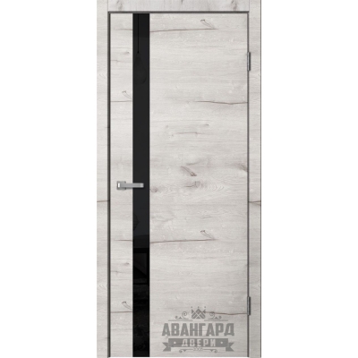 Дверь межкомнатная скиновая пвх F01 Цвет: Дуб арктик, черный пластик