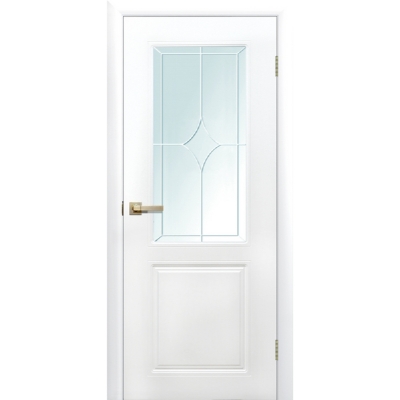 Дверь межкомнатная пвх ПОСЛЕДНЯЯ Витринный образец + 2,5 коробки + 2,5 наличника Квартет ПО Цвет: Белый, матовое стекло