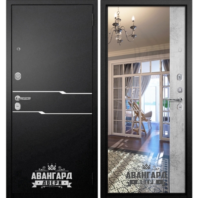 Входная Стальная Дверь Аргус Антарес Букле черный Цвет: Штукатурка светлая, зеркало