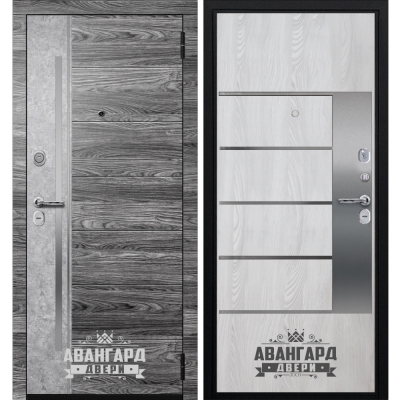 Входная Стальная Дверь МДФ/МДФ Аргус Лира Букле серый Цвет: Штукатурка светлая, вставки нержавеющая сталь