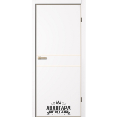 Дверь межкомнатная Тринити 03 ПЭТ Цвет: Арктик, кромка шампань (золото)