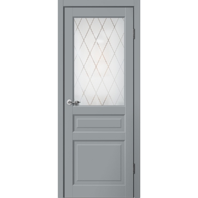 Дверь межкомнатная царга эмалит Classic C3 ПО Цвет: Серый, матовое стекло