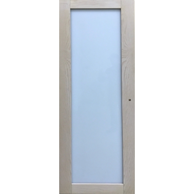 Дверь Межкомнатная ПОСЛЕДНЯЯ! Витраж сосна, Белое стекло, с потайными петлями, защелка 705