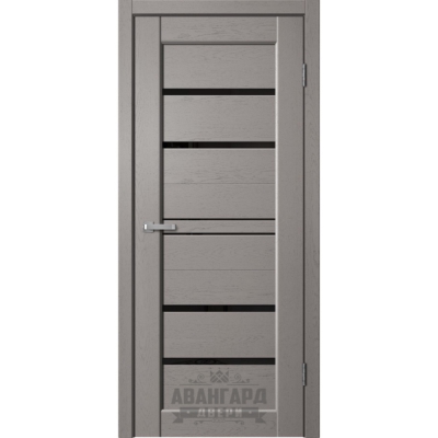 Дверь межкомнатная царга пвх Status ST02 Цвет: Grey soft, черное стекло