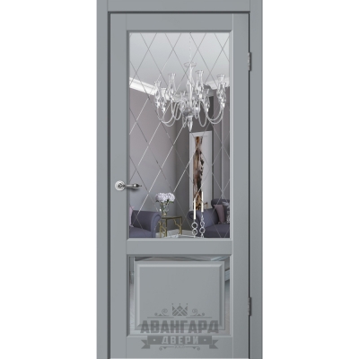 Дверь межкомнатная царга эмалит ESTETIC E03 Цвет: Серый, зеркало