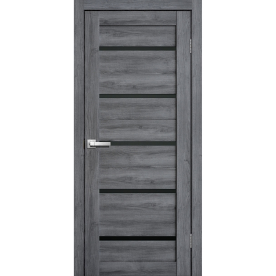Дверь межкомнатная царга микрофлекс Lite Doors  L26 Цвет: Дуб стоунвуд 3D, черное стекло
