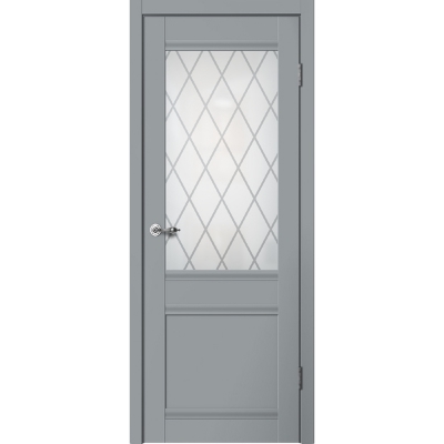 Дверь межкомнатная царга эмалит Classic C1 ПО Цвет: Серый, матовое стекло