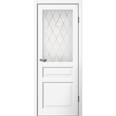 Дверь межкомнатная царга эмалит Classic C3 ПО Цвет: Белый, матовое стекло